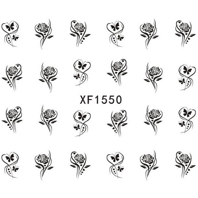 Flower Nail Water Sticker Leaf Lace Design Nail Art Decal Beauty Decoration