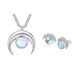 Moonstone Jewelry Sets 925 Sterling Silver Pendant Necklace Ring Earrings