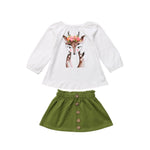 Kids Baby Girl Clothes Set Xmas Deer Tops +Skirts Outfit Clothing Sets