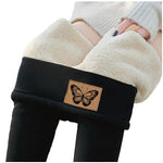 Women Leggings Butterfly Printed Warm Trousers Winter Leggins Tight Thick Velvet Wool